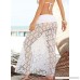 Monique Women Floral Lace Fishnet Maxi Long Skirt Summer Beach Halter Bikini Cover up Dress Sundress White B072NZGDVZ